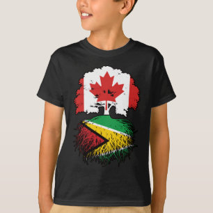 T-shirt Guyana Guyane Drapeau canadien des racines d'arbre