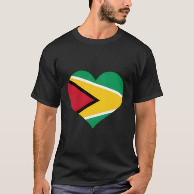 T-shirt Guyana Heart Pride Guyanais Drapeau (Devant)