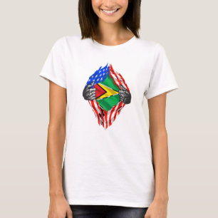 T-shirt Guyana Roots Usa Drapeau Patriotique Guyanais Patr