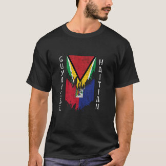 T-shirt Guyanais Drapeaux haïtiens déchirés Guyana Haïti