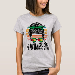 T-shirt Guyanaise Fille Messy Cheveux Guyana Pride Patriot
