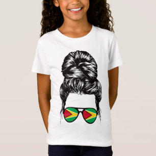 T-Shirt Guyanaise Fille Messy Cheveux Guyana Pride Patriot