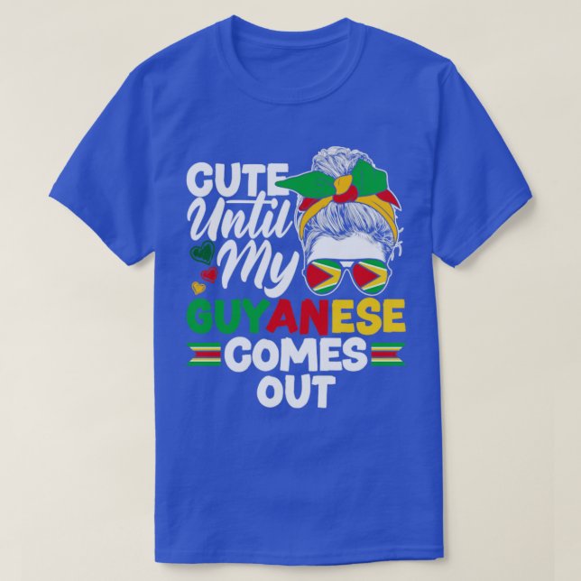 T-shirt Guyane Guyanaise Guyana Drapeau mignon jusqu'à mon (Design devant)