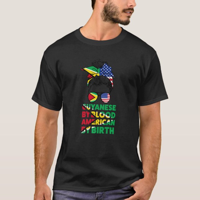 T-shirt Guyane Par Sang Américain Par Naissance Guyane Guy (Devant)