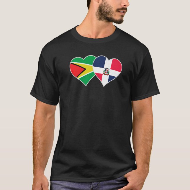 T-shirt Guyanese Dominican Flag Heart Guyana Dominican Rep (Devant)