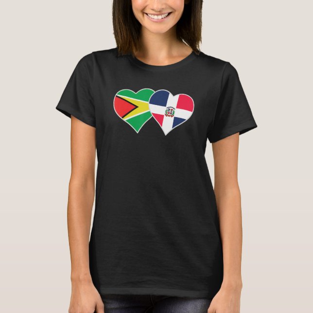 T-shirt Guyanese Dominican Flag Heart Guyana Dominican Rep (Devant)