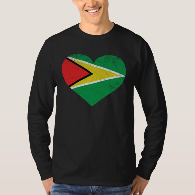 T-shirt Guyanese Flag Heart I Love Guyana (Devant)