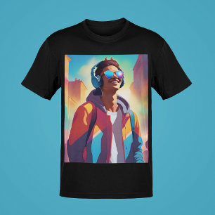 T-shirt Guy's Music Portrait Cool Swag Young Guys Style