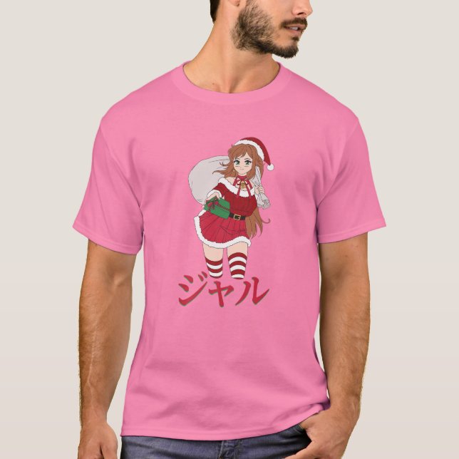 T-shirt Gyaru - Noël des animaux - mangas japonais Otaku A (Devant)
