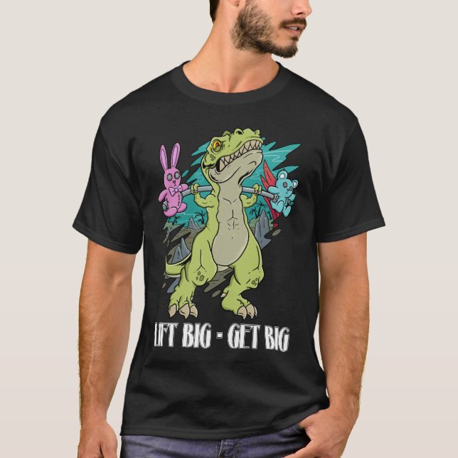 T-shirt Gym Dinosaur : Ascenseur Gros, Gros, Régler les Po (Devant)