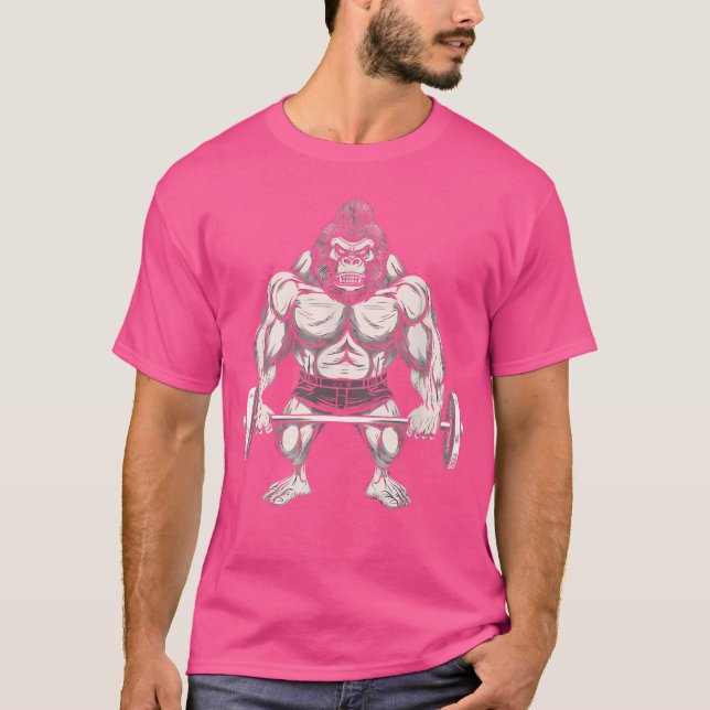 T-shirt Gym Gorilla Avec Barbell Bar (Devant)