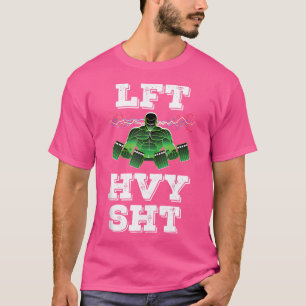 T-shirt Gym Lft Hvy Sht Man Avec Barbell Swoll Weightlifti
