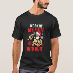 T-shirt Gym Père Noël de Noël Travailler Mon Flux Dans Blu