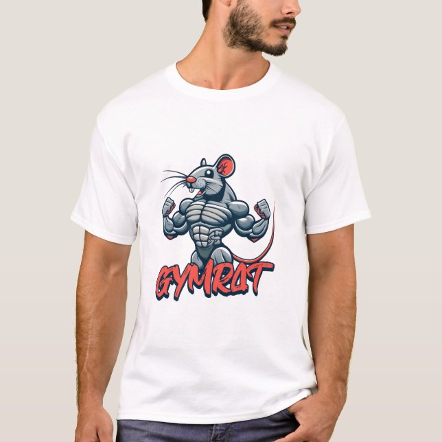 T-shirt Gym Rat ! Drôle Cartoon de rat musculaire (Devant)