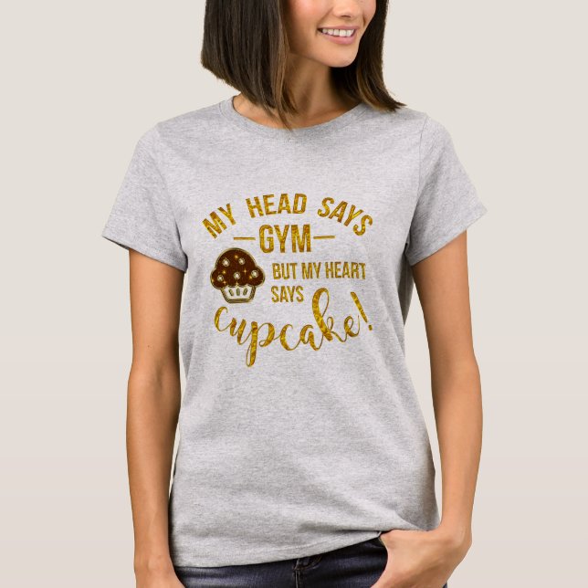 T-shirt gymnase amusant coeur perte de poids humour cupcak (Devant)