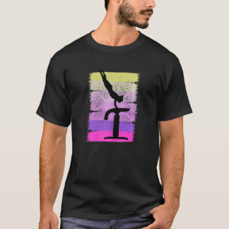 T-shirt Gymnaste Rétro Au Coucher Du Soleil Gymnastique Fi