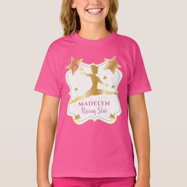 T-shirt Gymnaste rose Étoile émergente Gymnastique Anniver (Devant)
