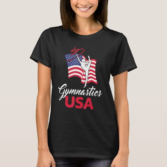 T-shirt Gymnastics American Flag USA US Patriotic Gymnast (Devant)