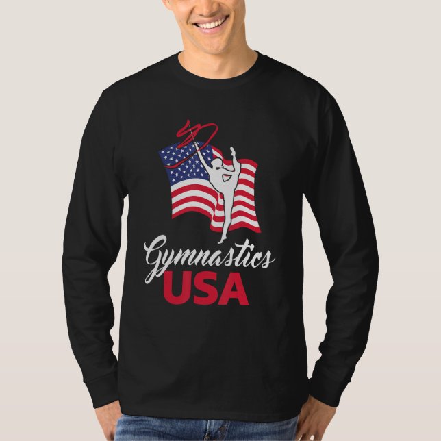 T-shirt Gymnastics American Flag USA US Patriotic Gymnast (Devant)