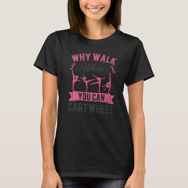 T-shirt Gymnastics Gymnast Girls Women Cute Retro Cartwhee (Devant)