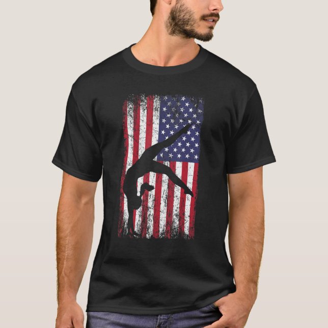 T-shirt Gymnastics gymnastics coach US flag gymnsatics des (Devant)