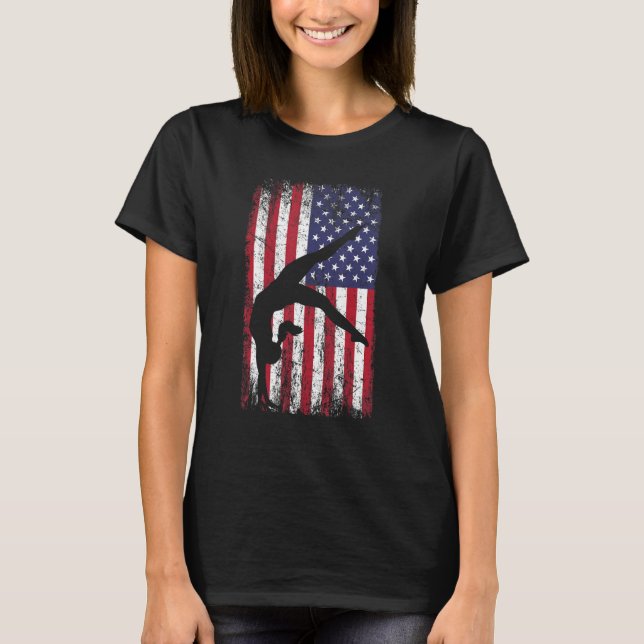 T-shirt Gymnastics gymnastics coach US flag gymnsatics des (Devant)