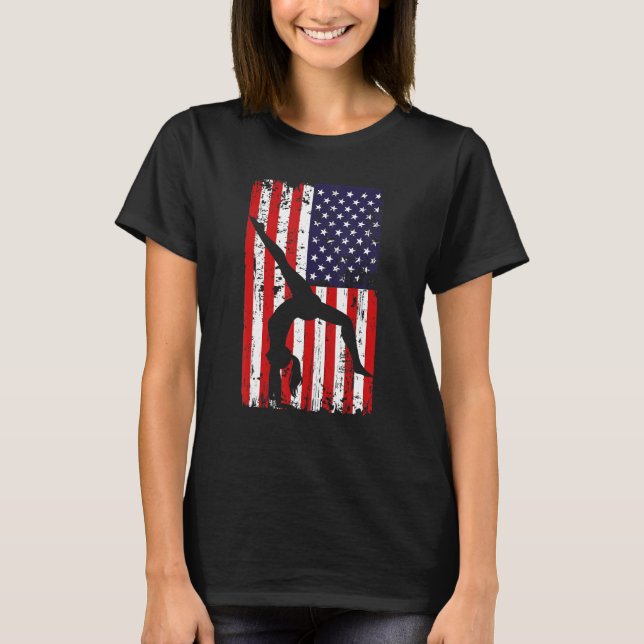 T-shirt gymnastics gymnsatics US flag gymnastics coach spo (Devant)