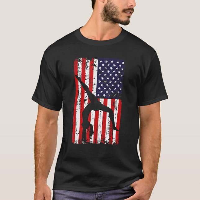 T-shirt gymnastics gymnsatics US flag gymnastics coach spo (Devant)