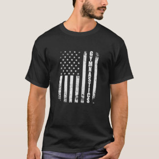 T-shirt Gymnastique American Flag USA Support Team Vintage