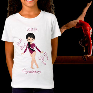T-Shirt Gymnastique Cheveux noirs, Yeux Brown, Leo Bourgog