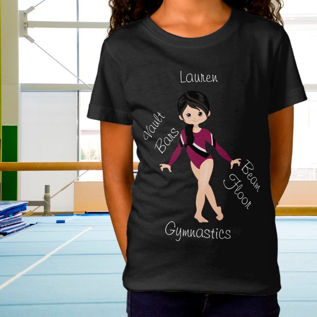 T-Shirt Gymnastique Cheveux noirs, Yeux Brown, Leo Bourgog (Créateur téléchargé)