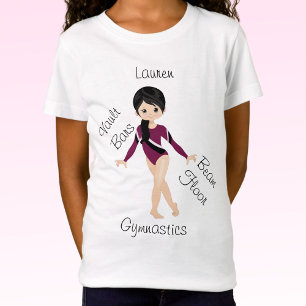 T-Shirt Gymnastique Cheveux noirs, Yeux Brown, Leo Bourgog