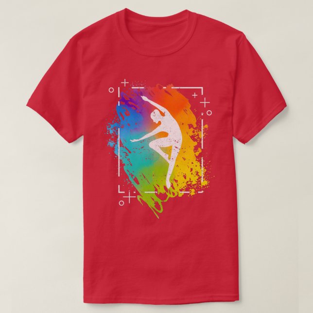 T-shirt gymnastique couleurs arc-en-ciel acrobatie acro gy (Design devant)