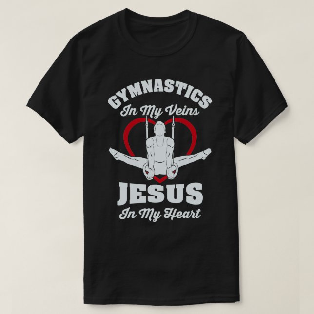 T-shirt Gymnastique dans mes veines Jésus dans mon coeur G (Design devant)