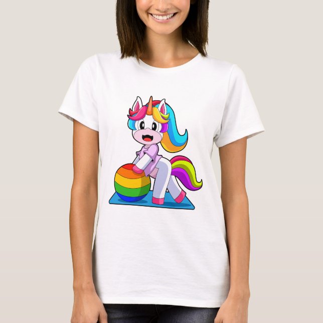T-shirt Gymnastique de forme physique de licorne (Devant)