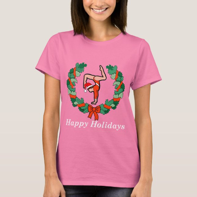 T-shirt Gymnastique Joyeuse Vacances Wreath (Devant)