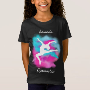 T-Shirt Gymnastique Leap rose Bombe couleur bleu avec nom