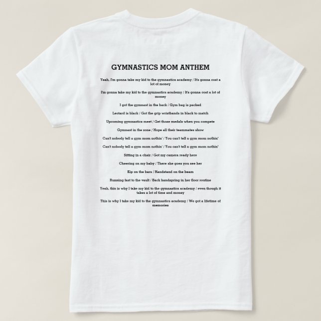 T-shirt Gymnastique Maman Hymne - Gym Remix de Old Town Ro (Design dos)