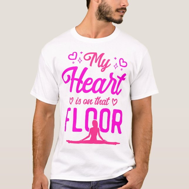 T-shirt Gymnastique Mon Coeur Est Sur Ce Sol Maman (Devant)