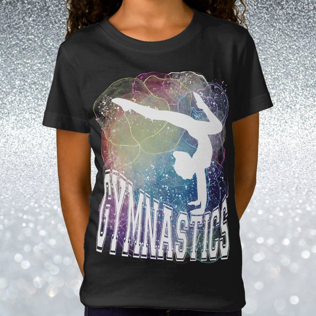 T-Shirt Gymnastique Poitrine Fille Aquarelle (Gymnastics Girl Handstand Watercolor T-Shirt)