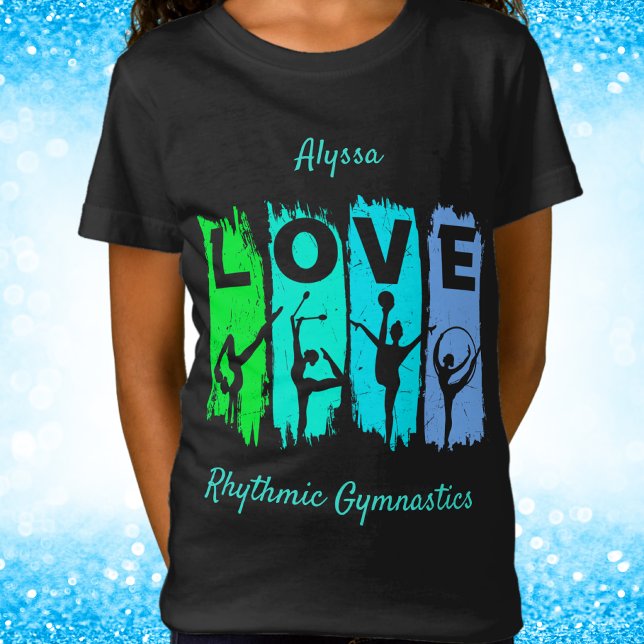 T-Shirt Gymnastique rythmique Amour en vert et Aqua (Créateur téléchargé)