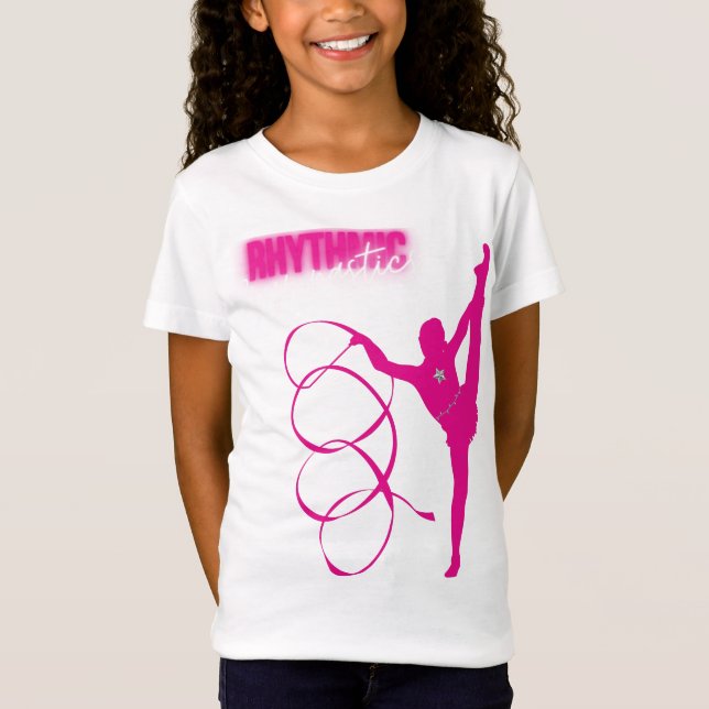 T-Shirt Gymnastique rythmique rose chaud (Devant)