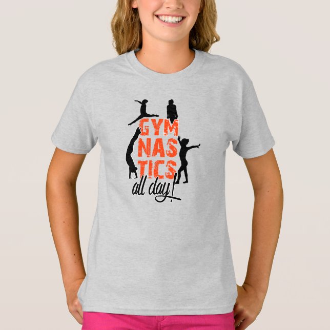 T-shirt Gymnastique Toute la journée ! en orange (Devant)