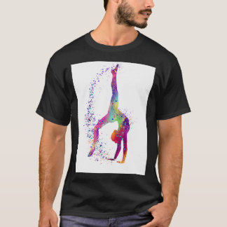 T-shirt Gymnastique Tumbling Girl Aquarelle Silhouette