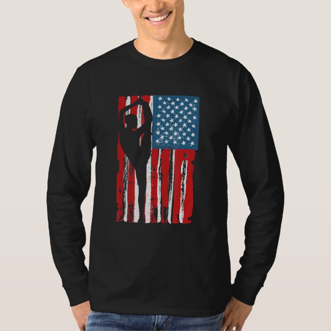 T-shirt Gymnastique Usa Drapeau Gymnaste Maman Papa Parent (Devant)