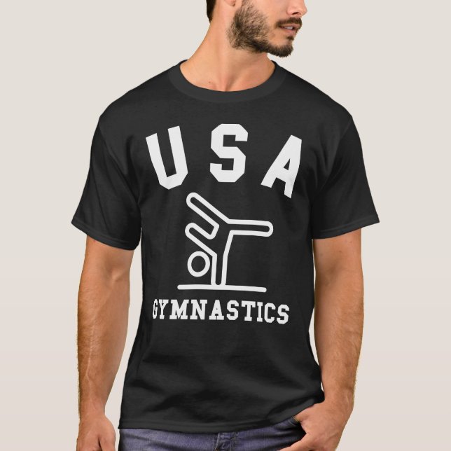 T-shirt Gymnastique USA passion athlète Hobby Sport équipe (Devant)