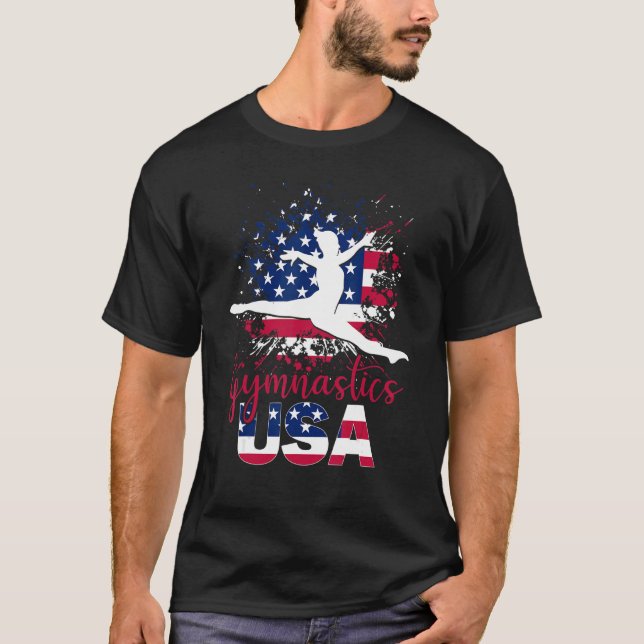 T-shirt Gymnastique Usa Support L'Équipe Usa Drapeau (Devant)
