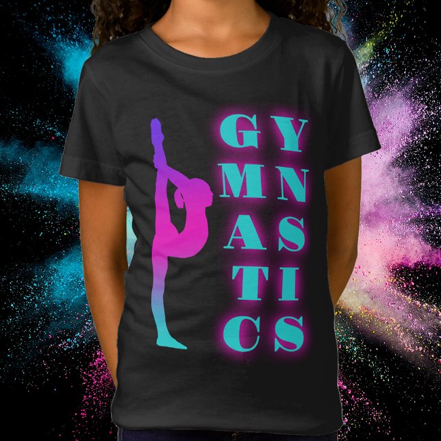 T-Shirt Gymnastique violet rose turquoise Ombre (Gymnastics Purple Pink Turquoise Ombre T-Shirt)