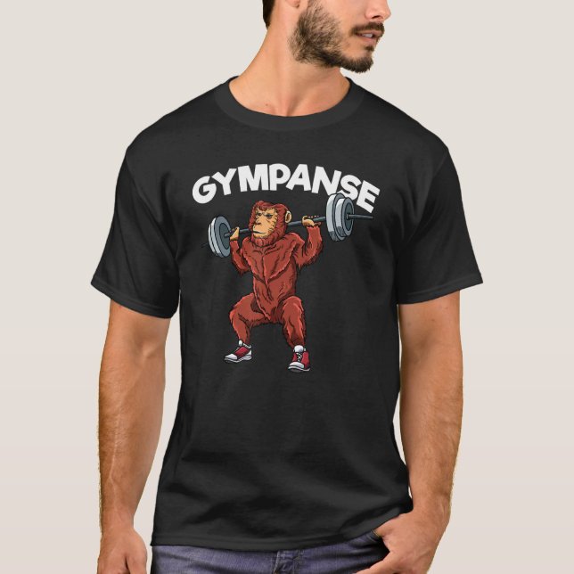 T-shirt Gympanse Chimpanzé Exercice Gym Fitness Pun (Devant)