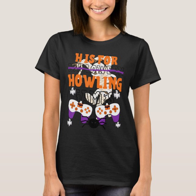 T-shirt H Est Pour HowHowHowling Jeux Vidéo Halloween Jeu  (Devant)